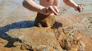 man full sinking mud